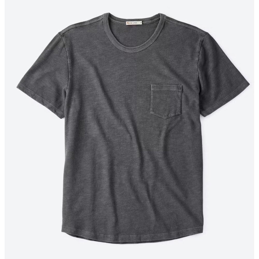 Marine Layer Slub Pocket Tee Mens L Forged Iron Gray $64 New NWOT Soft Cotton
